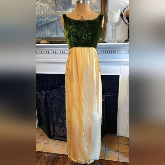 Amazing 1960s Maxi Green and yellow Dress and Coat Amazing 1960s Maxi Green and yellow Dress and Coat