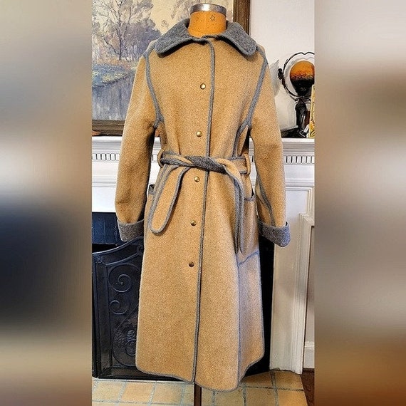 Vintage Tan and Grey Wool Reversible Trenchcoat