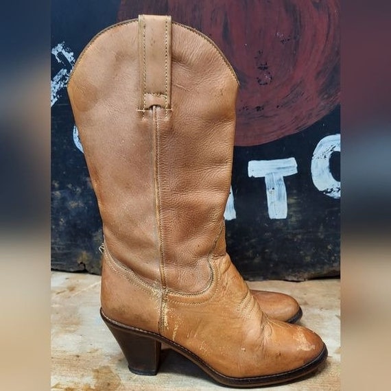 Vintage Woman's Tan Leather Western Boots Size 7.5 - image 5