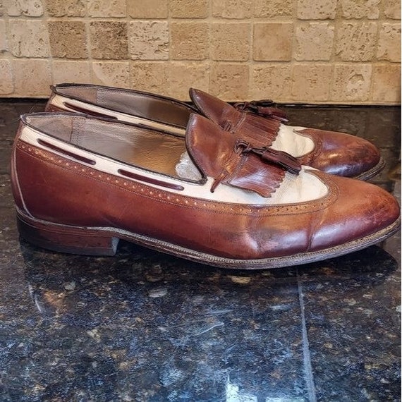 Vintage Johnston & Murphy Brown and White Slip On… - image 7