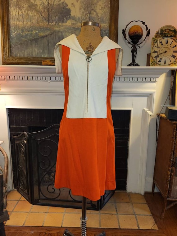 Vintage Junior Sophisticates orange / white sailo… - image 1