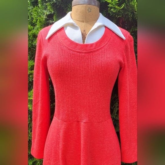 Vintage 60s/70s My Latest Leslie Fay Red Wool wit… - image 7