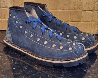 Men's Handmade Huarache Blue Suede W/ Stars and Metallic Trim