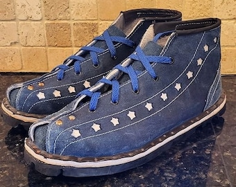 Men's Handmade Huarache Blue Suede w/ Stars and Metallic Trim Shoes Size 12/13