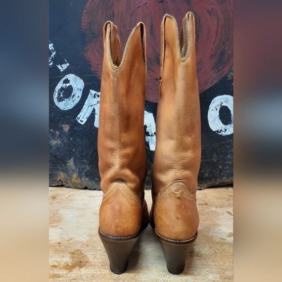 Vintage Woman's Tan Leather Western Boots Size 7.5 - image 7