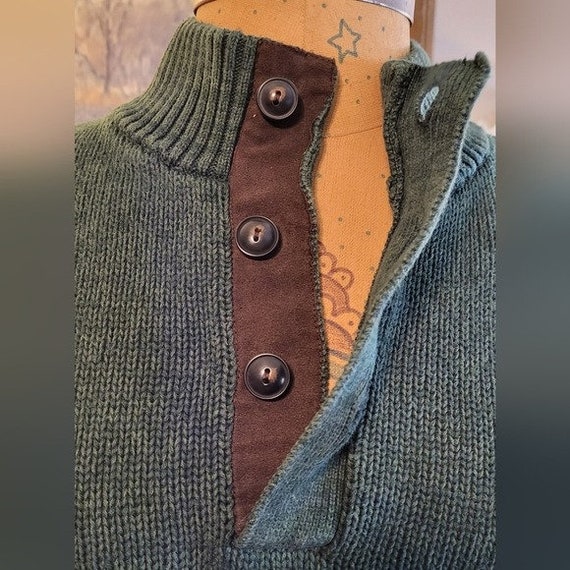 Chaps Green Knit Button Up Sweater - image 10