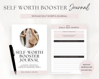 Self Worth Journal, Self Worth Journaling Prompts, Self Worth Affirmations, Self Worth Workbook, Printable Self Worth Workbook, Self Love