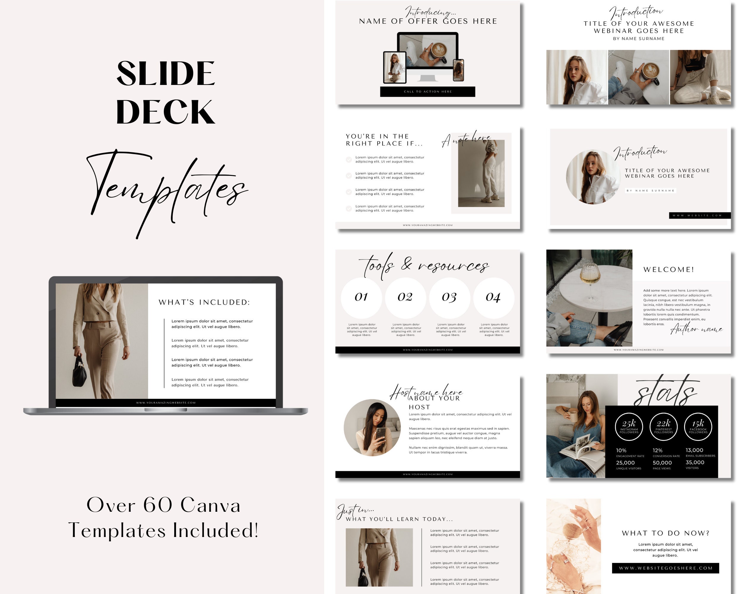 Webinar Slide Deck Canva Template, Pitch Deck Template, Course Slide Deck, Marketing Pitch Deck, Business Webinar Template, Canva Slide Deck