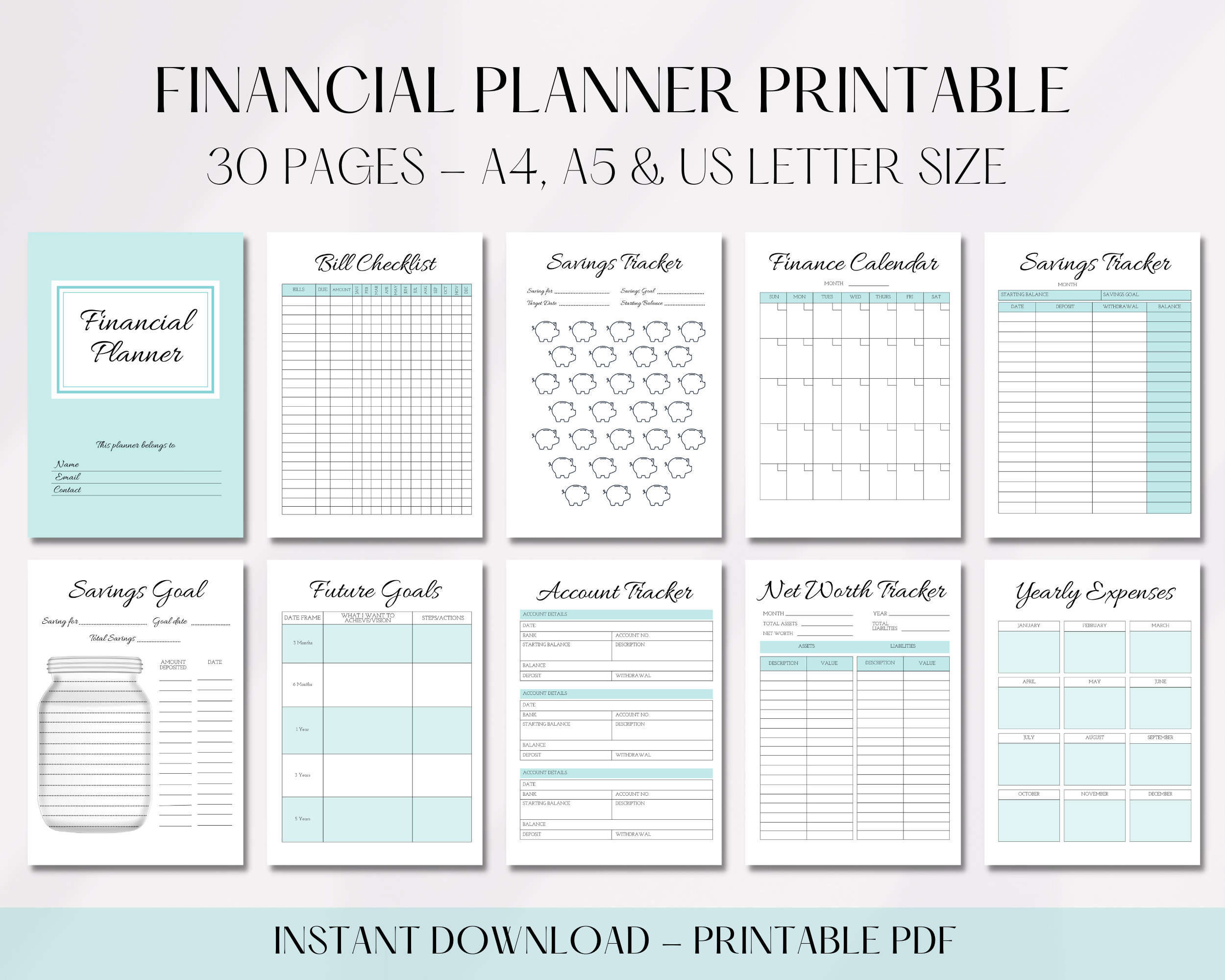 Financial Planner Printable, Financial Planner Workbook, Budget Planner