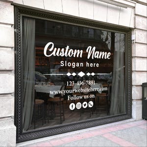 Personalized Business Window Decal, Your Company Name Vinyl Decal, Storefront Vinyl Sticker, QR Code Office Window Door Lettering Sign