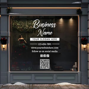Personalized Window decal, Business Sign Decal, QR Code, Waterproof, Custom Window Vinyl, Storefront Vinyl Lettering, Window Door Lettering