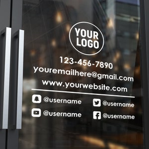 BEST SELLER - Custom Business Decal - Your Company Name - Logo - Storefront Vinyl Sticker, Window Door Lettering, Personalized Sign