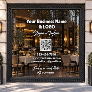 Premium Business Window Vinyl Decal, Storefront Business Window Sticker, Window Door Lettering, Personalizeable Business Logo Decal