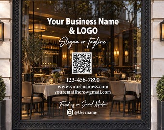 Premium Business Window Vinyl Decal, Storefront Business Window Sticker, Window Door Lettering, Personalizeable Business Logo Decal