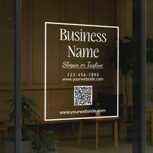 Personalized Business Window Decal, Custom Vinyl Decal with QR Code, Your Business Name Decal, Waterproof and Weatherproof