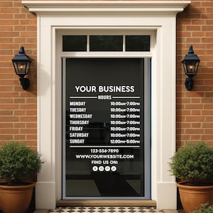 Custom Store Hours Decal: Business Window Sign, Waterproof & Weatherproof, Shops, Restaurant, Boutique, Saloon, Deli