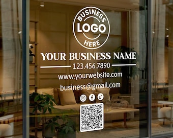 Premium Custom Business Logo Window Decal, Personalized Storefront Vinyl Sticker, Shop Vinyl Decal, 6 Year Rating, Water & Weather Proof