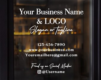 Storefront Logo Sign Business Logo Decal Vinyl Sticker Window Door ...