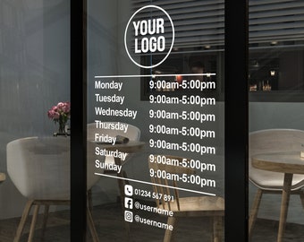 Store Hours Decal, Store Hours Sign, Store Hours Sticker, Hours of Operation Sticker, Hours Decal, Custom Vinyl Decal, Business Hours Decal