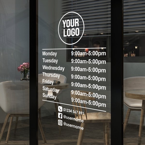 Store Hours Decal, Store Hours Sign, Store Hours Sticker, Hours of Operation Sticker, Hours Decal, Custom Vinyl Decal, Business Hours Decal