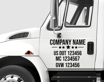 Truck Decals - US DOT & MC Number - Pair of 2, Truck us dot lettering, Truck Company Name, dot number decal, Waterproof, Weatherproof
