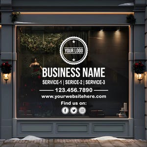 Custom Storefront Window Decal | Personalized Vinyl Business Sign | Logo Decal for Glass Doors | Window Lettering | Store Branding Decal
