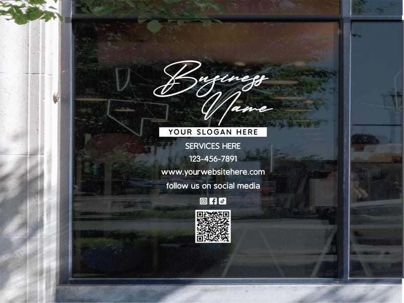 Storefront Window Code List Personalized Storefront Vinyl Window Decal, Business Name, QR Code - Etsy