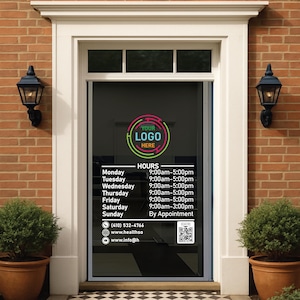 Store Hours Decal, Store Hours Sign, Store Hours Sticker, Hours of Operation Sticker, Hours Decal, Color Logo, Business Hours Decal