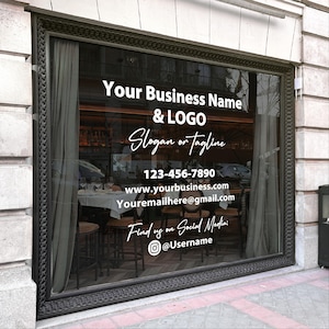 Personalized Window signs, Your Company Window/Door Decal, Storefront Vinyl Sticker, Business Name Lettering, Custom door sign