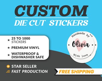 Premium Quality - Pack of Stickers, Custom Stickers, Order in bulk. Perfect for business, boxes, paper bags, packaging.