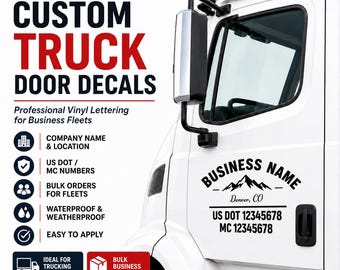 Custom Truck Door Decals for Business Fleets, DOT MC Number Vinyl Lettering, Semi Truck Box Truck Door Logo, Commercial Vehicle Decal Pair