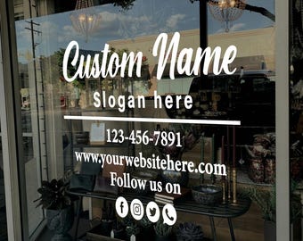 Personalized Business Window Decal, Custom Vinyl Lettering, Storefront Sign