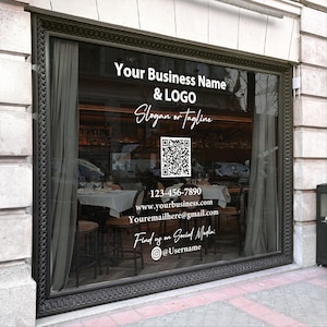 Premium Business Window Vinyl Decal, Storefront Business Window Sticker, Window Door Lettering, Personalizeable Business Logo Decal