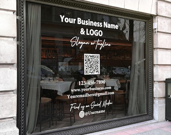 Premium Business Window Vinyl Decal, Storefront Business Window Sticker, Window Door Lettering, Personalizeable Business Logo Decal