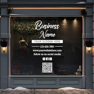 Customizable Window decal, Business Sign Decal, 6 Year Rating, QR Code decal, Personalized window decal, Window Door Lettering