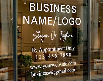 Personalized Business Logo Window Decal, Storefront Vinyl Sticker