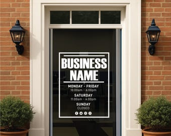 Personalized Store Hours Decal: Custom Vinyl Business Sign