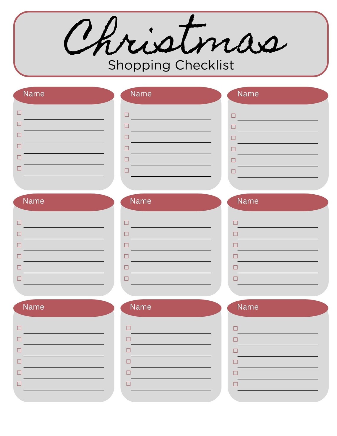 PRINTABLE Christmas Shopping Checklist the Perfect Way to Etsy Canada