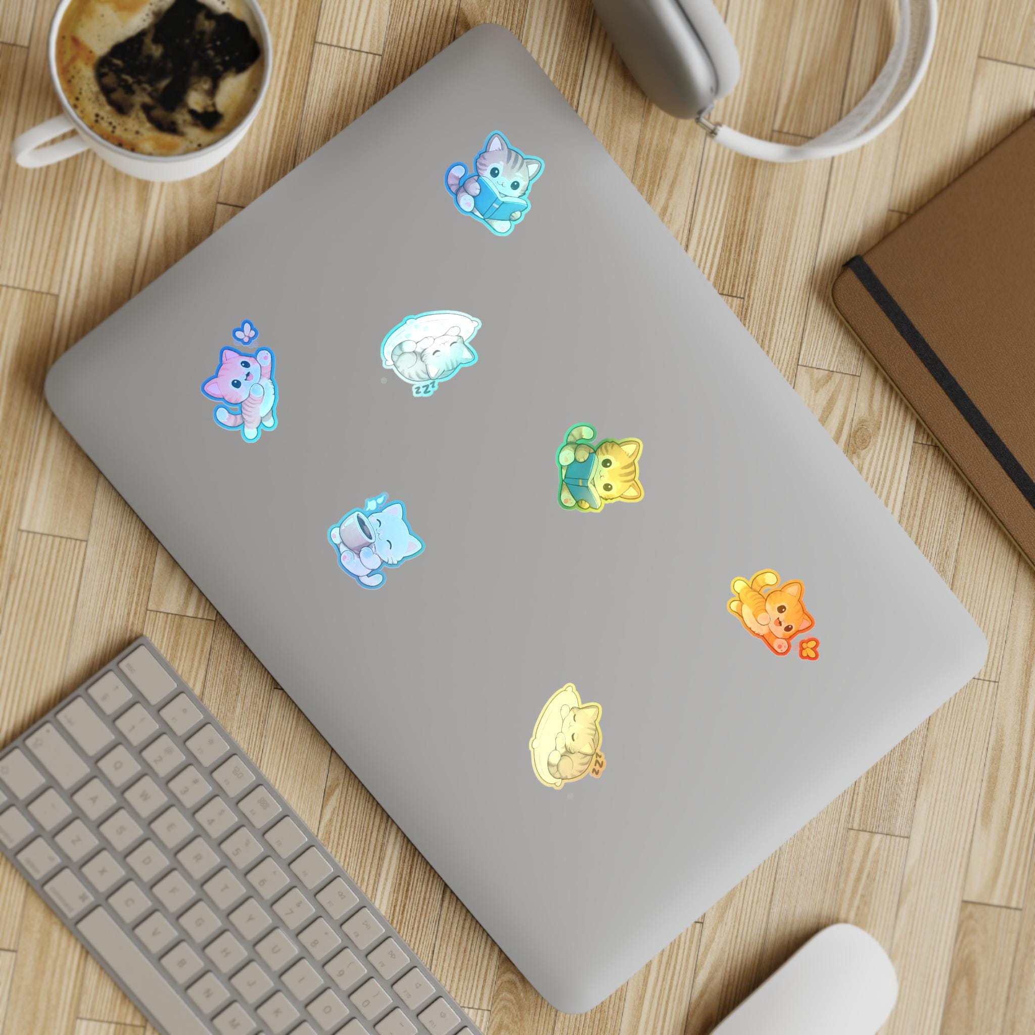 Kawaii Cat Sticker Sheet: Pastel Kitten Laptop Decals - Etsy