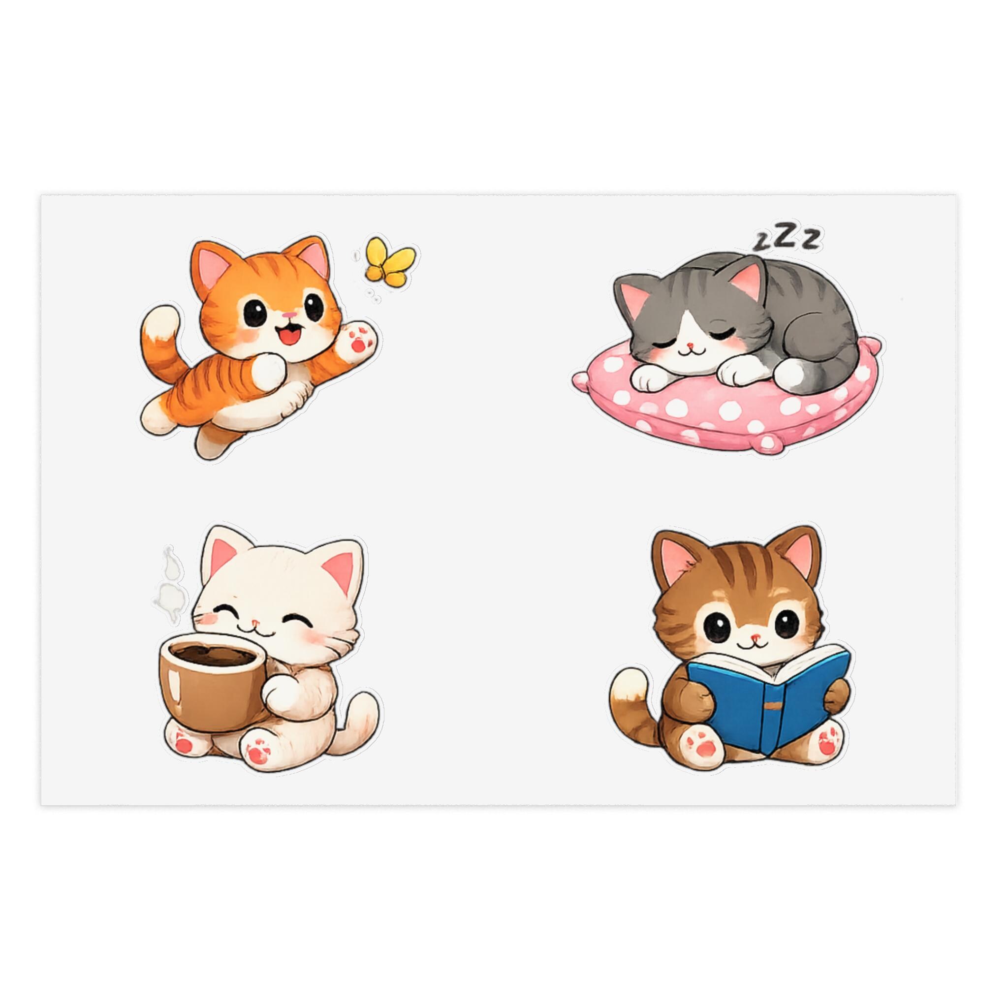 Kawaii Cat Sticker Sheet | Chibi Kitten Planner Decals - Etsy