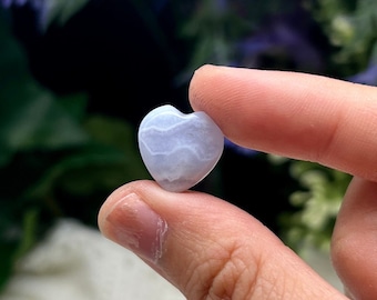 Blue lace mini heart, Polished agate crystals, heart carving, mini decor, spiritual healing, altar decor metaphysical gifts