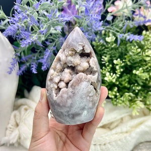 Pink amethyst flower agate freeform with druzy cluster, pink, rare crystal, home decor, statement piece, spiritual metaphysical healing