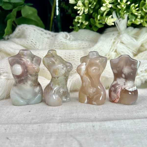 Flower agate female body, crystal goddess body, reiki, altar decor, body carving, for her, spiritual healing, metaphysical gifts