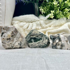 Ocean jasper freeform with some druzy, polished crystal point, crystal decor, spiritual healing, metaphysical, collection