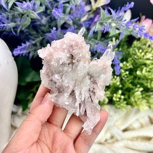 Sacred Rosé Pink Lemurian from Columbia, lithium quartz cluster, sparkly druzy crystal, fine mineral specimen, collectible, spiritual gifts