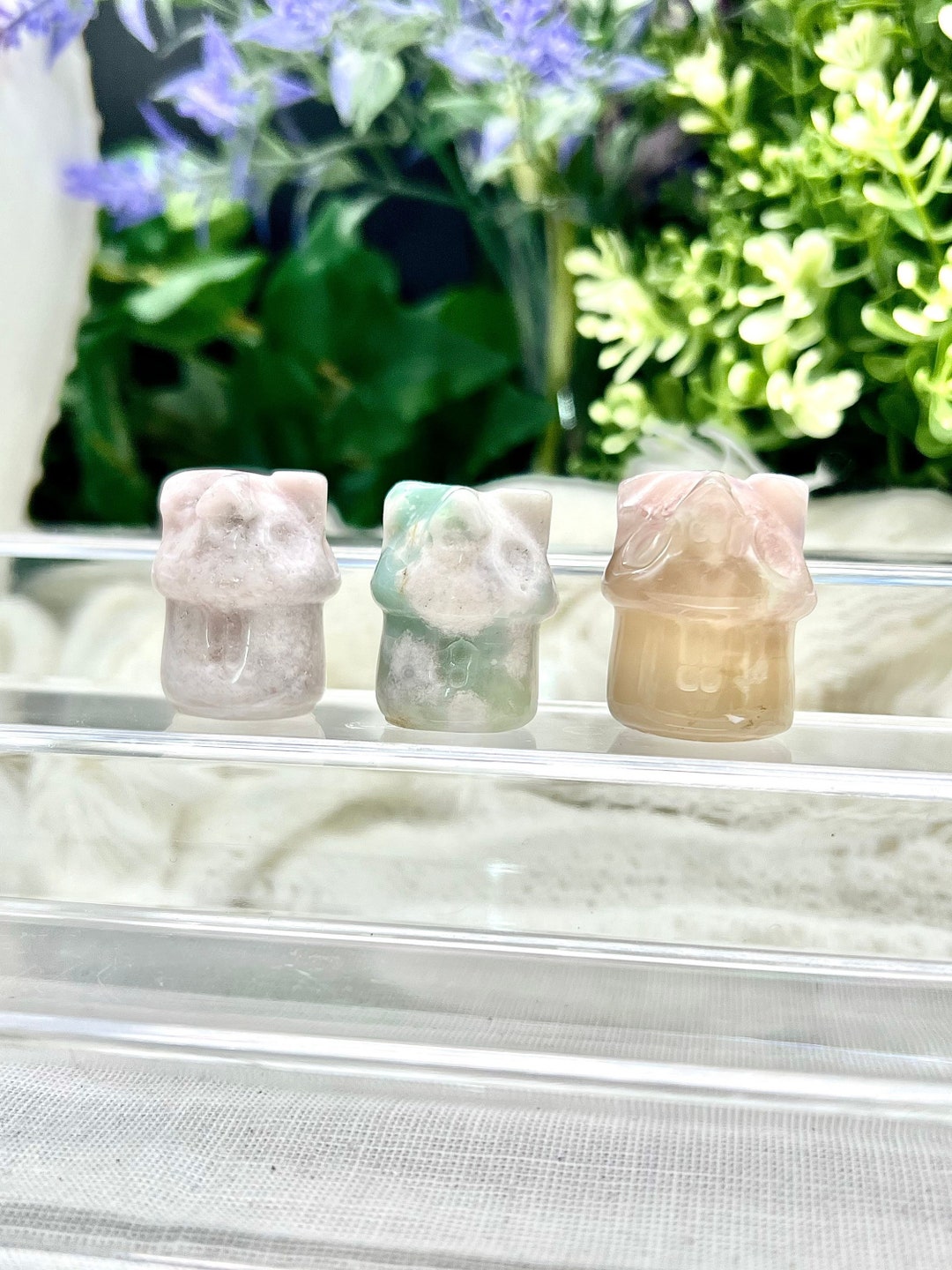 Flower Agate House Crystal Fairy Home Decor Pink Decor Cute Etsy
