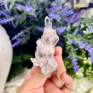 Sacred Rosé Pink Lemurian from Columbia, lithium quartz cluster, sparkly druzy crystal, fine mineral specimen, collectible, spiritual gifts