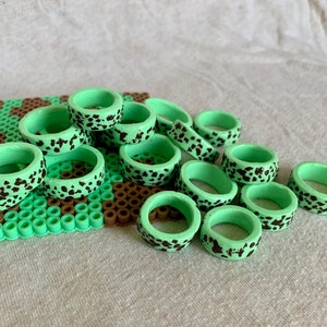 Anneau d&#39;argile de puce de menthe | Crème glacée en argile polymère Chocolat Menthe Verte Nourriture Friandises Esthétique Déclaration Bijoux Bagues