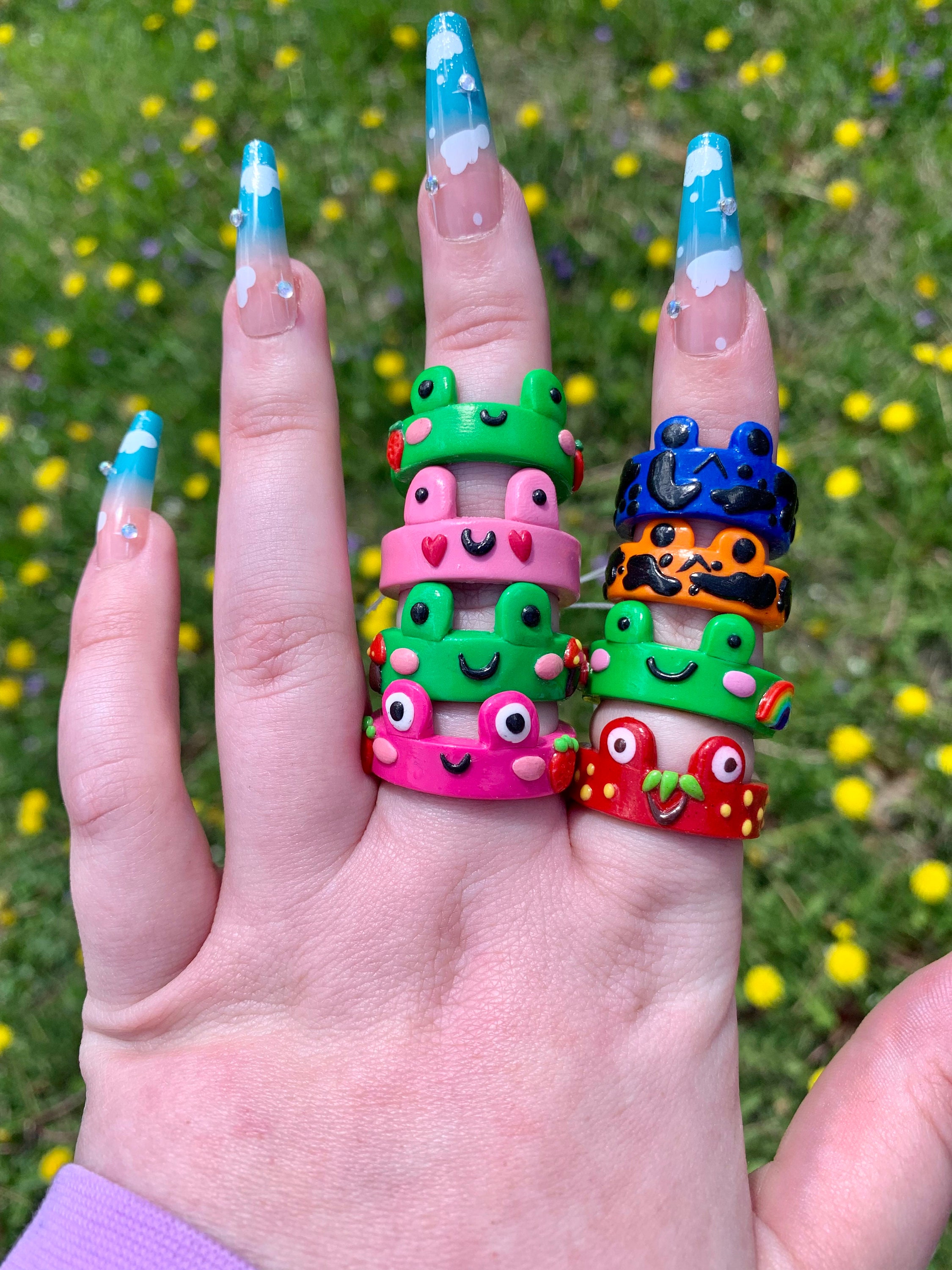 Polymer clay frog sale ring