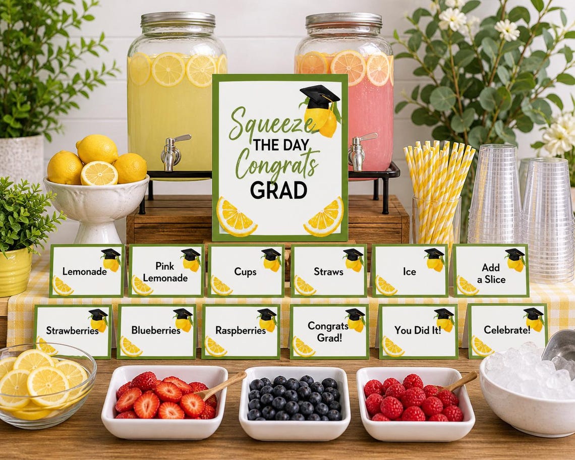 Graduation Lemonade Stand Sign Graduation Lemonade Bar Kit Printable, Grad Party Drink Station Signs ...